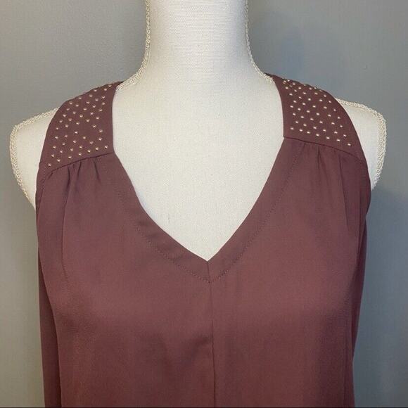 Rue 21 Burgundy Short Sleeve Blouse with Gold Beads - Picture 3 of 8